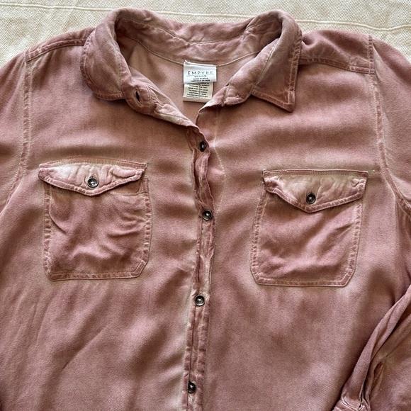 🔥EMPYRE size medium made in India 100% rayon long sleeve button up tie-dye pink - Picture 6 of 12